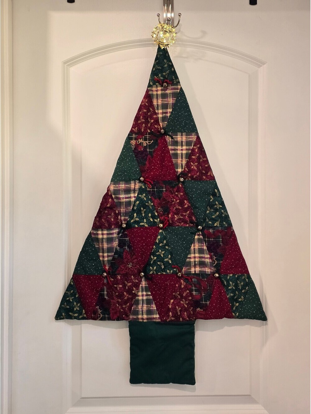 Vintage Quilted Patchwork Christmas Tree Wall Hanging Door Hanger Handcrafted